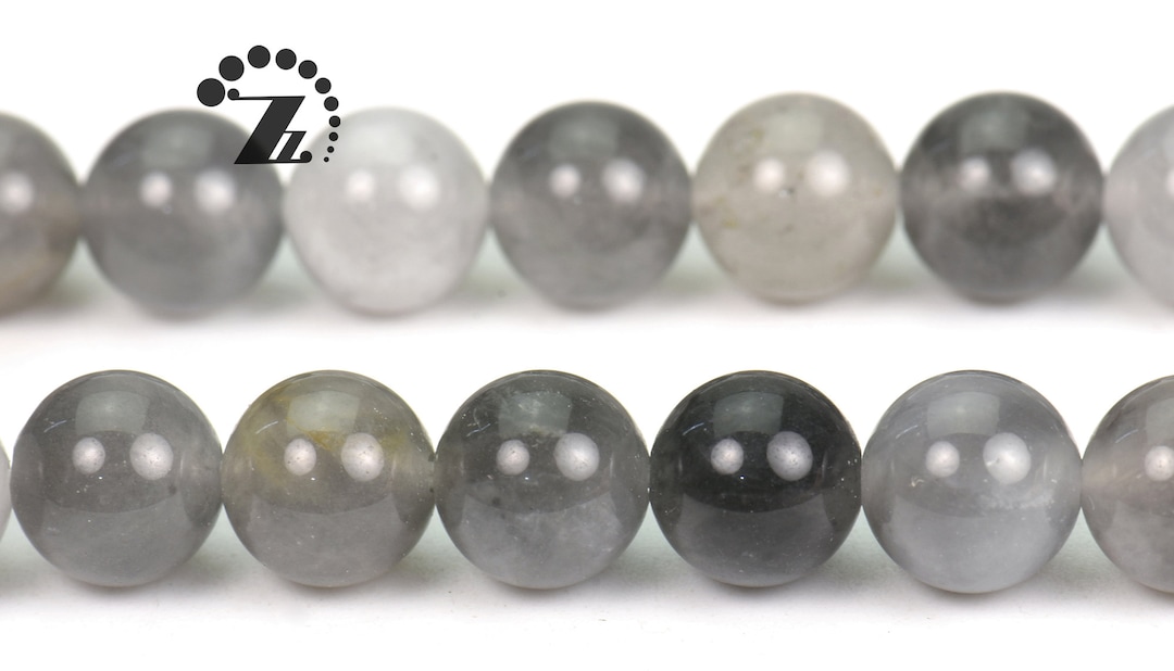 Gray Crystal Quartz Smooth Round Beadscrystal Quartzcloud Etsy