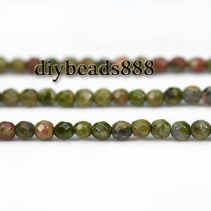 15 inch strand of Unakite faceted round beads 2mm 3mm for Choice