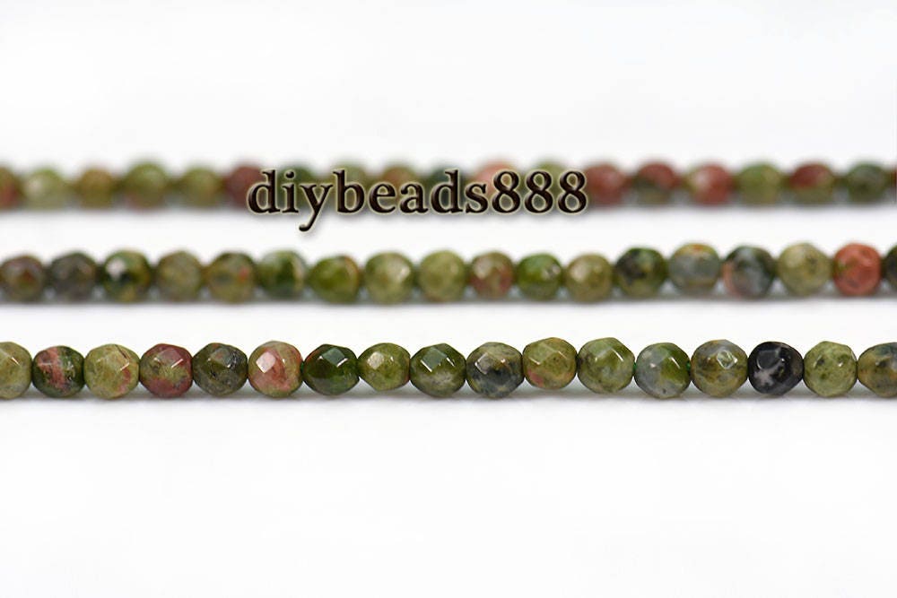 15 inch strand of Unakite faceted round beads 2mm 3mm for | Etsy
