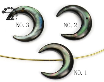 Black Shell, Mother Of Pearl Double Horn, Crescent,Moon,MOP,black MOP,shell bead,sea shell beads,Undrilled or Drilled,15x16mm 19x20mm,6 pcs