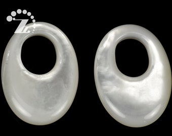 Cuentas colgantes de donut de concha blanca, cuentas de donut ovaladas, donut de concha, MOP blanco, cuentas de concha, naturales, grado AA, 15 x 20 mm, 18 x 25 mm, 30 x 40 mm a elegir