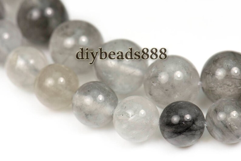 Gray Crystal Quartz Smooth Round Beadscrystal Quartzcloud Etsy