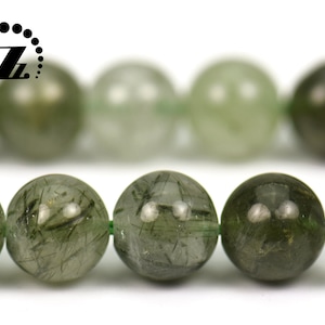 Green Rutilated Quartz,smooth round beads, loose beads ,crystal bead, wholesale jewelry making 6mm 8mm 10nm ,15 inch strand