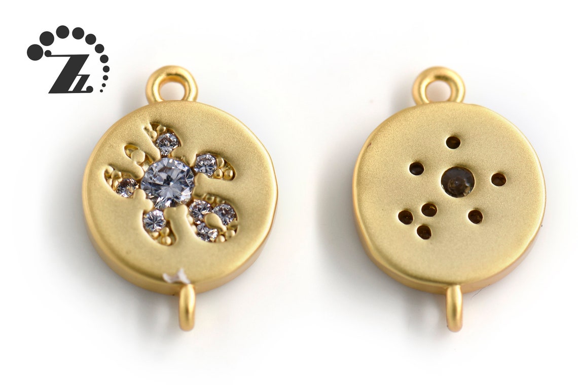 Small Rund Charm Brass Round Charms Pendantmicro Pave Charmsgold/sliver - Etsy