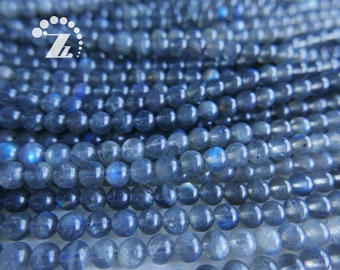 Blauwe labradoriet gladde ronde kralen, natuurlijke edelsteen, 6 mm, streng 15 inch