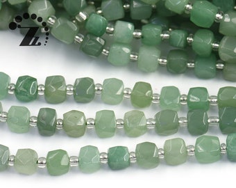 Green Aventurine,faceted cube beads,freedom irregular beads,Natural Gemstone,Loose Beads,diy,8mm 10mm for choice,15” Full Strand