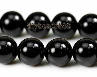 Black Onyx Smooth Round Beads,Agate Beads,Natural,4mm 6mm 8mm 10mm 12mm 14mm for choice,15" full strand