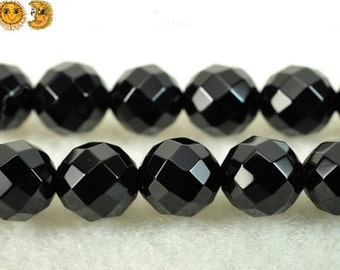 Black Onyx,15 inch full strand natural Black Onyx faceted(64 faces) round beads,Agate beads 4mm 6mm 8mm 10mm 12mm 14mm for Choice