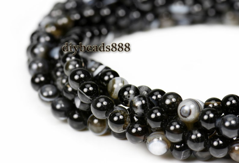 Black eyes agate,15 inch full strand Black eyes agate smooth round beads,6mm 8mm 10mm 12mm 14mm for Choice image 3