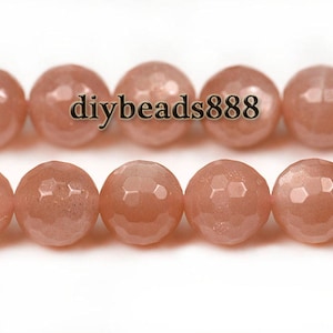 15 inch strand of Grade A Sunstone faceted(128) round orange beads 6mm 8mm 10mm 12mm for Choice