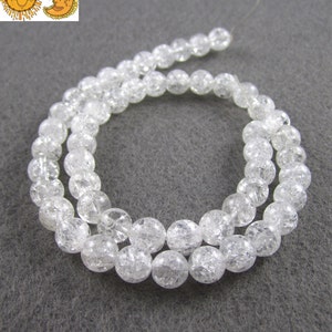 Crystal Quartz,15 inch full strand of Natural cracked rock crystal quartz smooth round beads,natural bead 16mm 18mm 20mm for Choice image 2