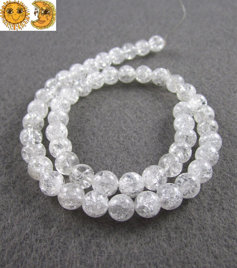 Crystal Quartz,15 inch full strand of Natural cracked rock crystal quartz smooth round beads,natural bead 16mm 18mm 20mm for Choice image 2