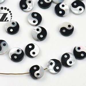 Perlmutt Yin Yang Perlen,Tai Chi Spacer Perlen,Armband Charm,Perlen zur Schmuckherstellung, Weiß MOP, 8mm 10mm zur Auswahl