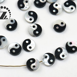 Perles de nacre Yin Yang, perles d’espacement de Tai Chi, breloque de bracelet, perles pour la fabrication de bijoux, MOP blanche, 8mm 10mm au choix