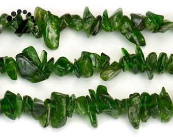 Russian Diopside chips beads,nugget beads,irregular chips,freedom chips,Green Diopside,natural,2-5x8-13mm,15" full strand
