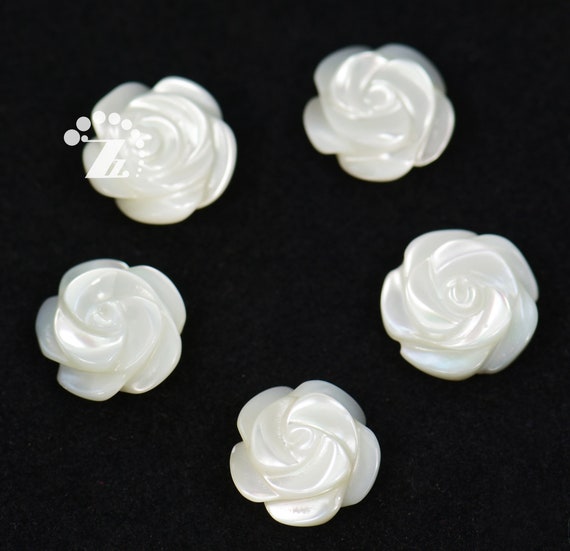Flower Carved Mother of Pearl Buttons Black Flower Carved Mother of Pearl Buttons Black