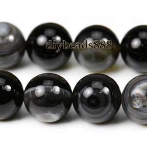 Black eyes agate,15 inch full strand Black eyes agate smooth round beads,6mm 8mm 10mm 12mm 14mm for Choice image 8
