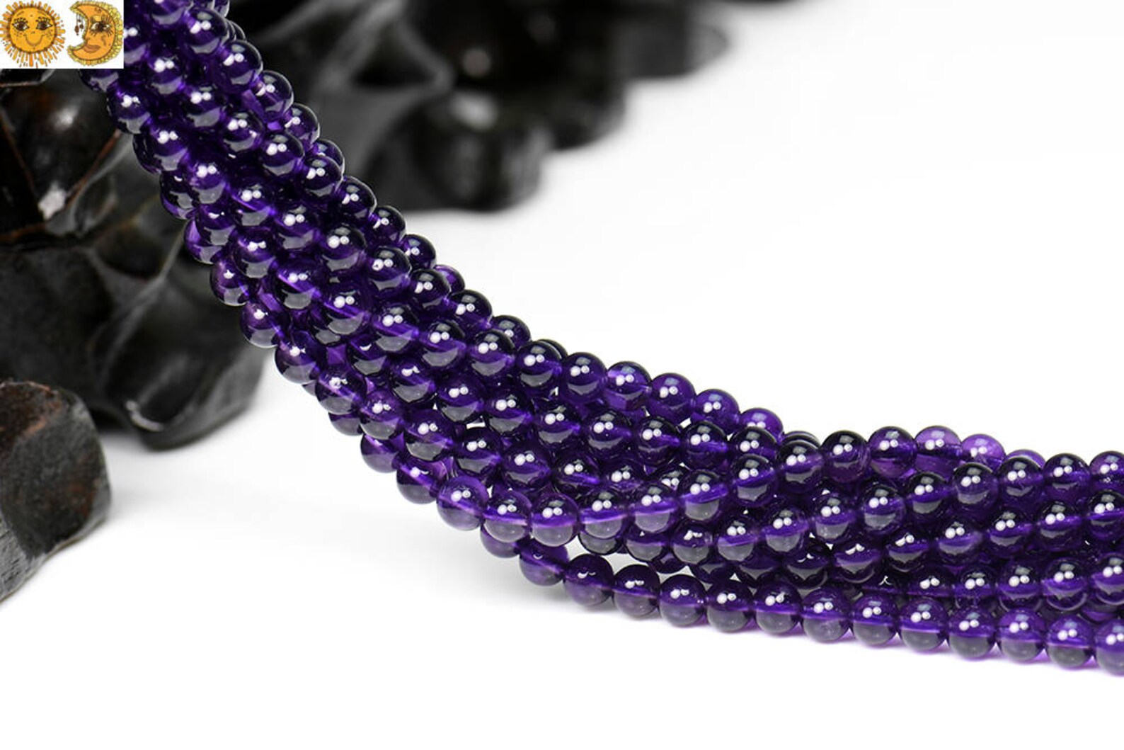 thumbnail image 2 of Natural Amethyst Round Beads - 15 Beads In 4mm To 12mm Sizes, Smooth & Glossy 2 of 9