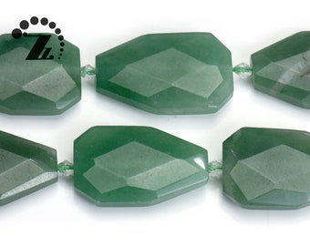 Deep Green Aventurine faceted nugget teardrop beads 25x40mm,15" full strand
