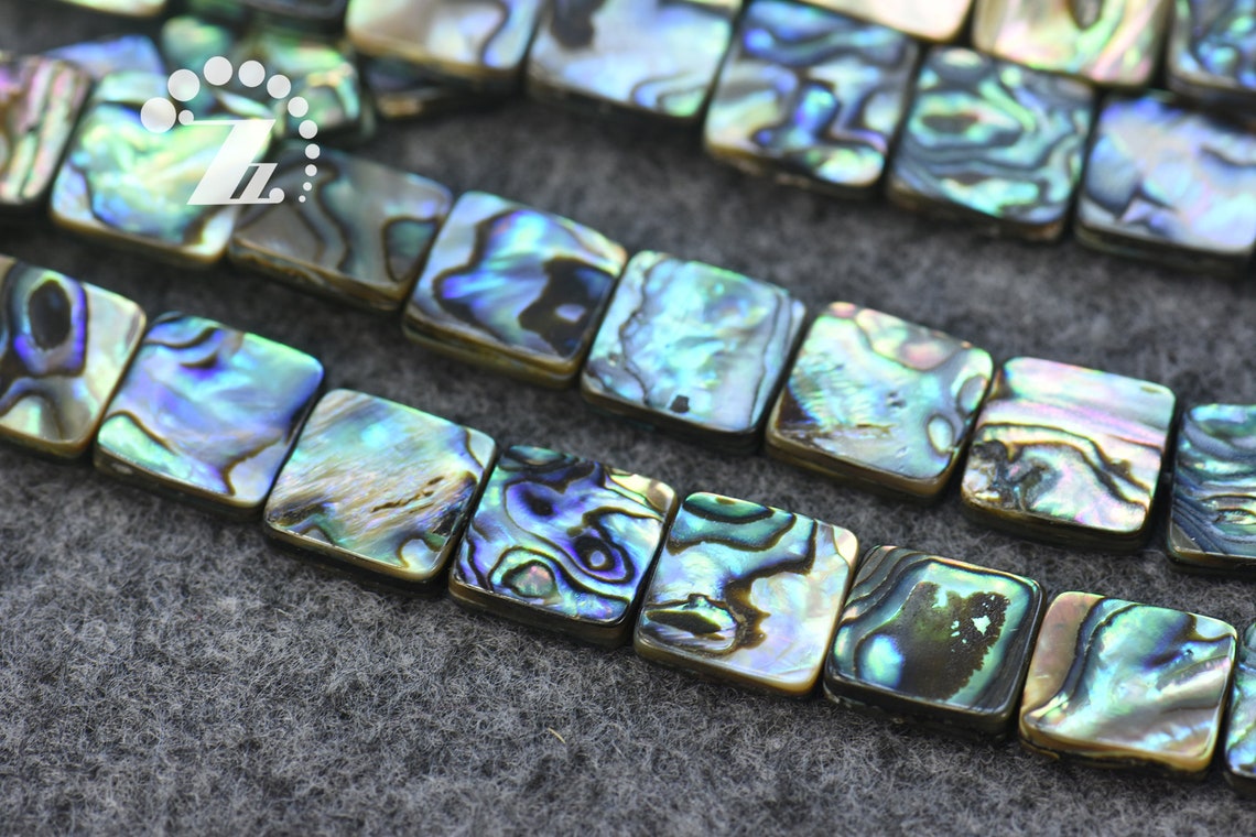 Abalone Shell Smooth Flat Square Beads,rainbow Abalone,paua Shell,sea ...