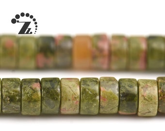 Unakite smooth heishi spacer bead,Natural,Gemstone,DIY beads,2x4mm 3x6mm for choice,15" full strand