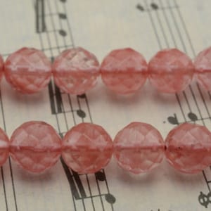 15 inch strand of Cherry quartz faceted(64) round bead,red color  2mm 3mm 4mm 6mm 8mm 10mm 12mm 14mm for Choice