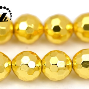 Hematite faceted (128 faces) round bead,Gold hematite,electroplated hematite,Grade AA,gemstone,diy,8mm 10mm for choice,15&quot; full strand