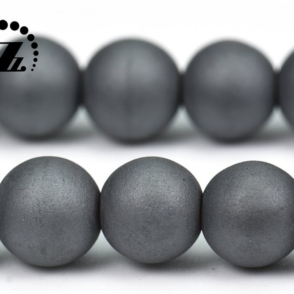 Hématite, perles rondes mates en hématite de qualité AA, perles, pierres précieuses, 4 mm 6 mm 8 mm 10 mm 12 mm au choix, brin complet de 15 pouces