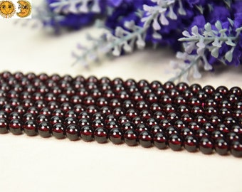 Garnet,15 inch full strand Grade AA red Garnet smooth round beads 6mm