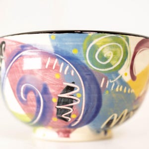 Signed Trista Chapman Postmodern Art Pottery Bowl Sophia Street Studios Abstract
