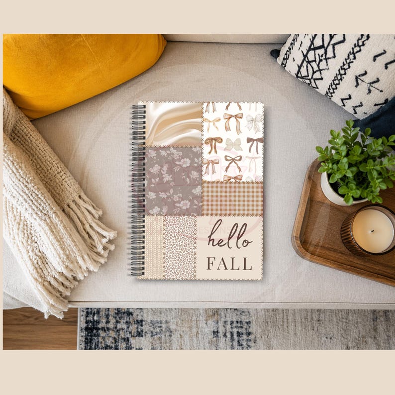 Neutralt höstpatchwork sömlöst mönster PNG, Coquette Row Blommigt Gingham Digitalt Papper, 3 Skalor bild 7