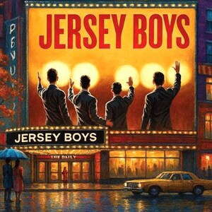 New York City. Times Square. Broadway Show Musical Jersey Boys. Painting on Giclee Canvas 16"x20" with mat frame. By the Artist