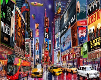 New York City. Times Square. Broadway Show Musical. Painting on Giclee Canvas 16"x20" with mat frame. By the Artist