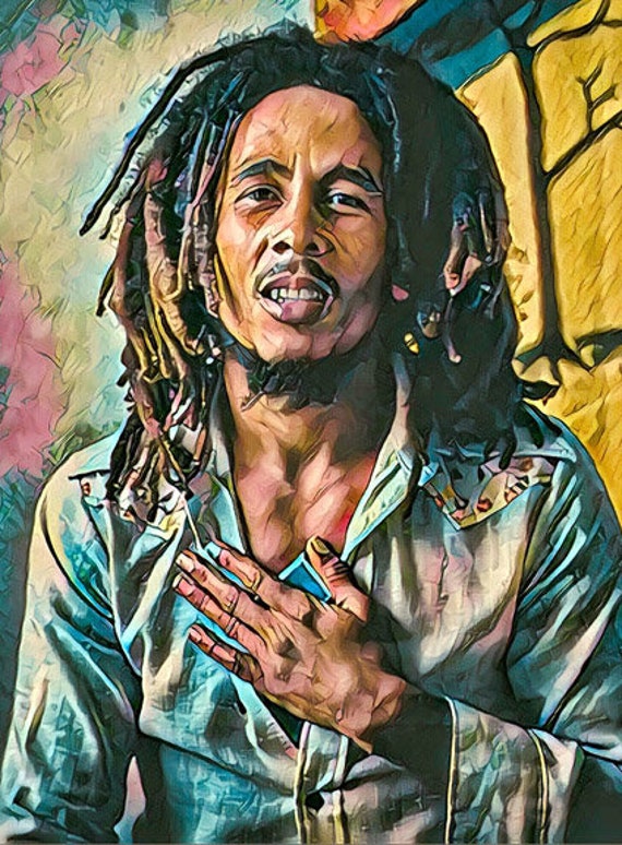 BOB MARLEY Portrait. Painting Giclee Canvas 16