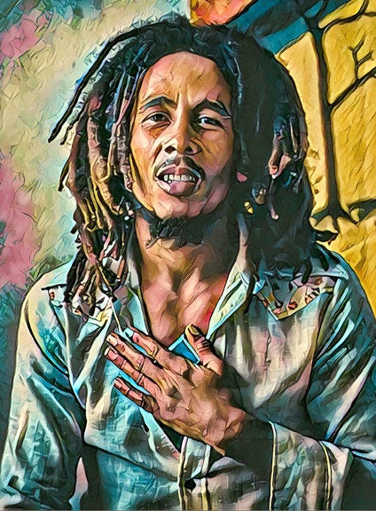 BOB MARLEY Portrait. Painting Giclee Canvas 16