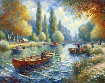 After Claude Monet Painting Giclee Canvas 16"x20" with Mat Frame