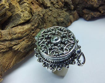 Anello portapillole placcato in argento 925, scomparto segreto per medicinali, porta profumo antico