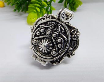 Anello portapillole placcato in argento 925, medaglione vintage con scomparto segreto, gioiello boho