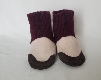 TODDLER slippers, WOOL Booties, Felted Booties, Eco-Friendly, Size 7.5 / approx 3 years old