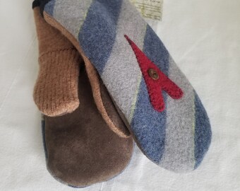 Eco-friendly, Recycled and felted WOOL, fleece lined and cozy warm, Adult Medium size only