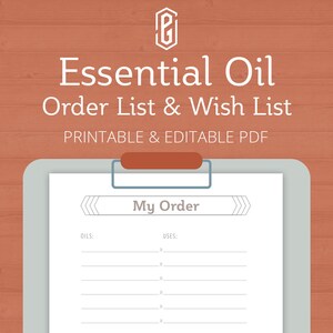 Ätherisches Öl Bestellliste & Wunschliste, druckbar, Ätherisches Öl Planer, Young Living Ätherische Öle, Ätherisches Öl Notizen, Geschenk für Sie