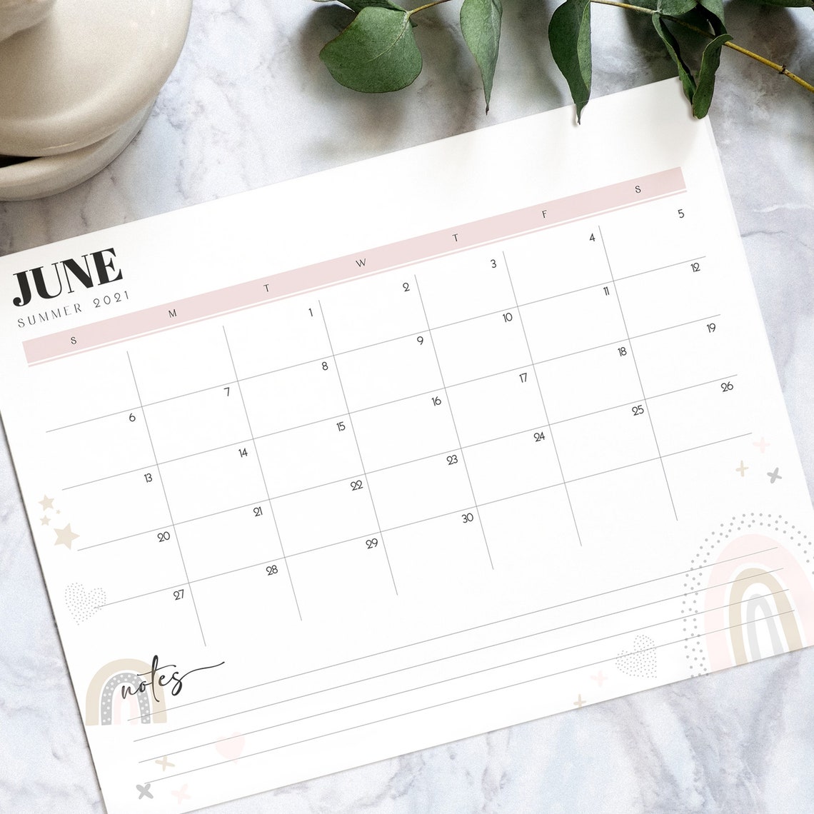 3 Month Summer Rainbow Calendar Printable Summer Planner | Etsy