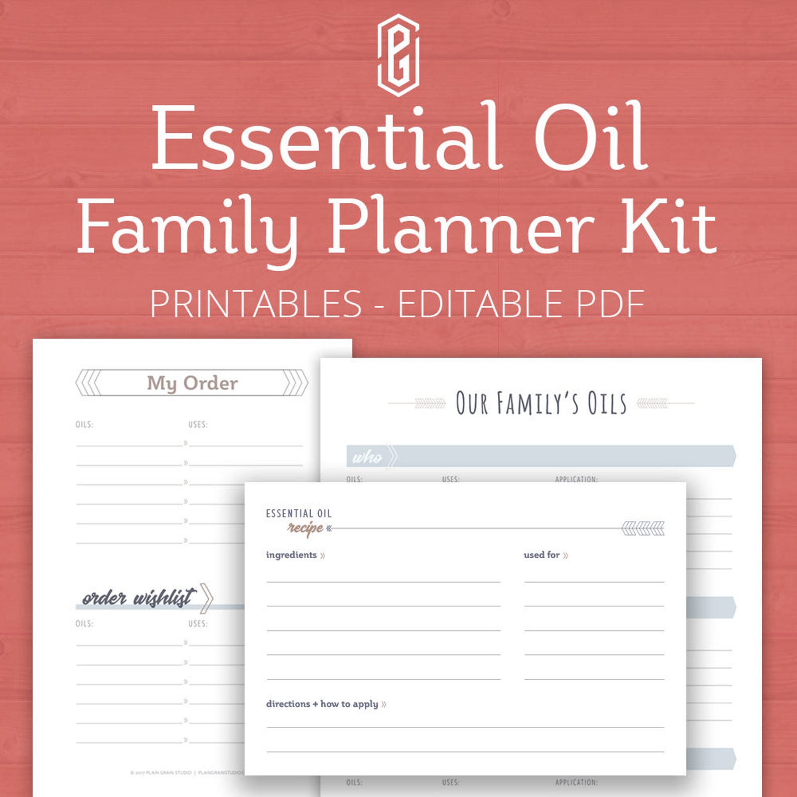 Essential Oil Family Planner, Printable, Essential Oil Journal, EO ...