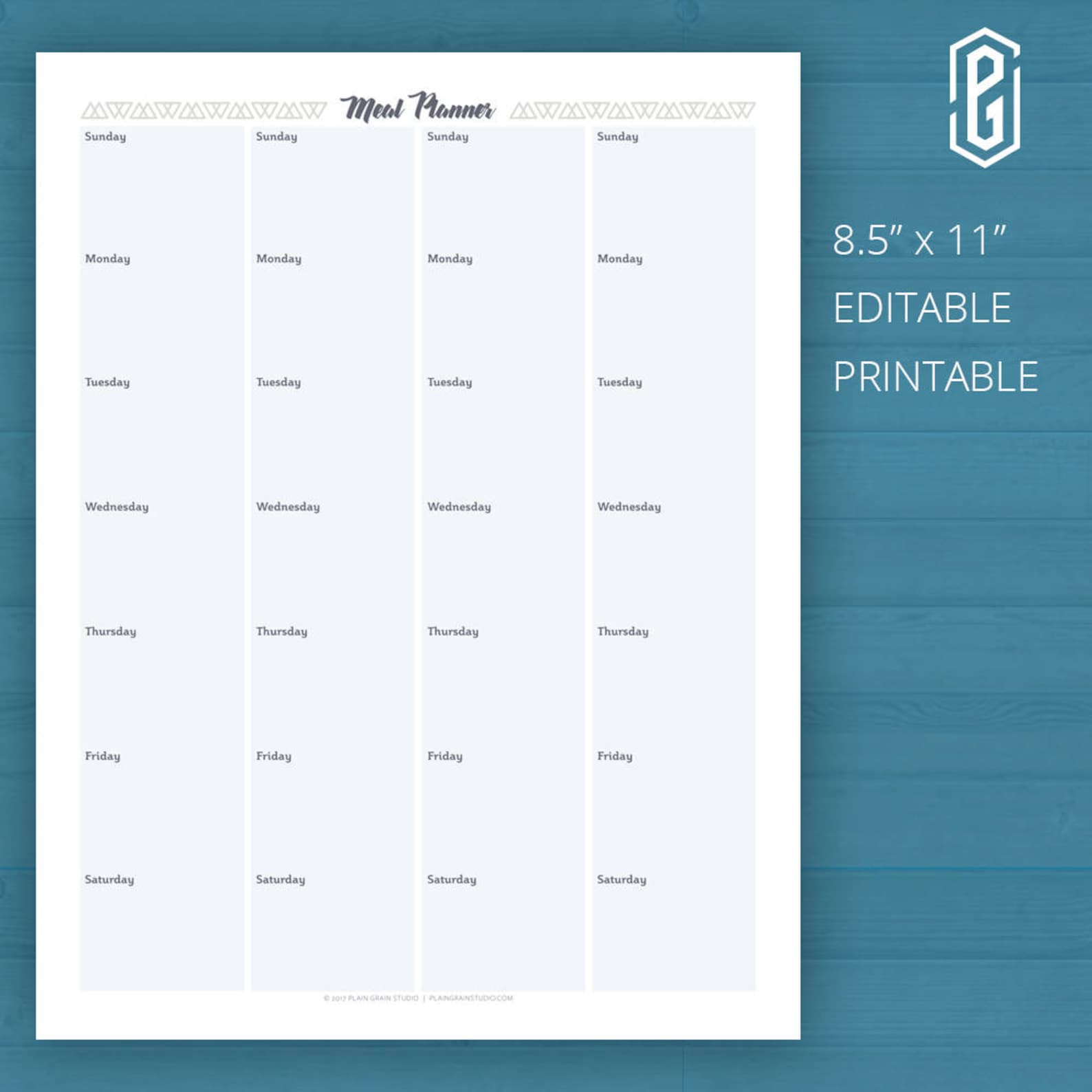 Meal Planner Printable, Meal Planner PDF, Meal Planner Editable