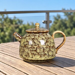 Brown Ceramic Teapot, Vintage Style Tea Pot, Rustic Glazed Kettle, Loose Leaf Tea Pot, Unique Tea Lover Gift, Kitchen Decor