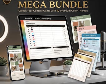 コンテンツクリエイター向け | 生産性向上＆プランニングバンドル | 入力可能なPDF | 4ページ構成のデジタル版 | 即時ダウンロード