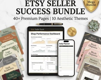 Etsyセラー向け | 生産性向上＆プランニングバンドル | 記入可能なPDF | 4ページデジタル版 | 即時ダウンロード