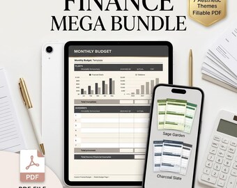 財務バンドル | 生産性＆プランニングバンドル | 入力可能なPDF | 3ページ構成のデジタル版 | 即時ダウンロード