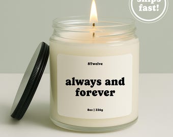 Bougie personnalisée en cire de soja et de noix de coco « Always and Forever » – Cadeau d'anniversaire de mariage
