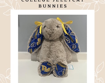 Any College Jellycat Bunny: gepersonaliseerd afstudeercadeau, slaapzaaldecoratie, schoolgeest.
